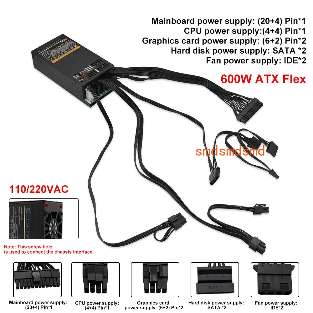 600W Modular Power Supply Smal - đánh giá và giá Flex Atx Power Supply 600W 1U